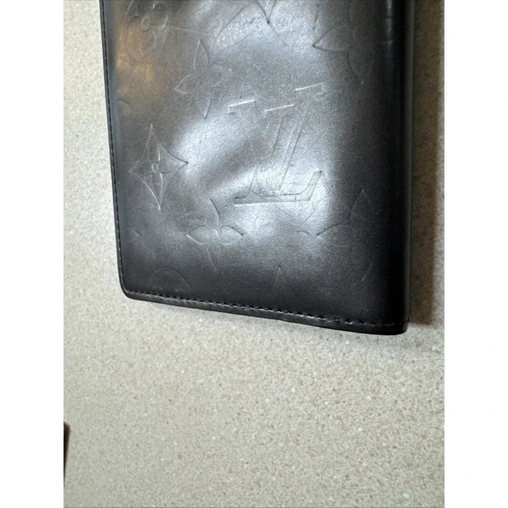 Louis Vuitton Monogram Glace Port Bié Monnaie Wallet Checkbook Cover And Atlas